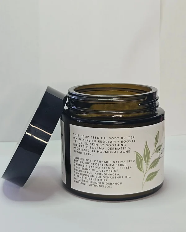 Soleilra earthy hemp and citrus organic body butter ingredients